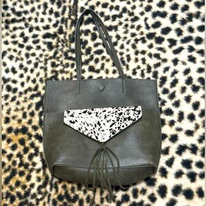 Anthropologie Green and Leopard Women's Bag